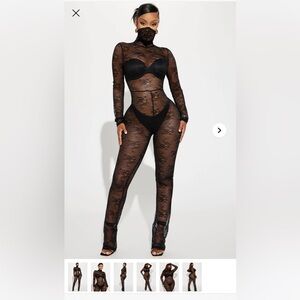 NWT Fashion Nova Black Celine Lace Jumpsuit Lingerie Catsuit Bodysuit